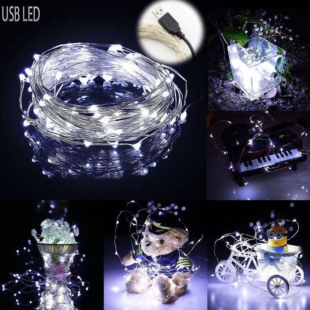 Cuộn dây đèn LED 1/5/10m nhiều màu 10/50/100 bóng trang trí nội thất dịp lễ tiệc độc đáo