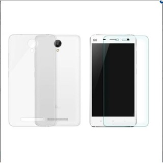 Bộ Ốp lưngcho Xiaomi Redmi Note 2 trong suốt+miếng kính cường lực