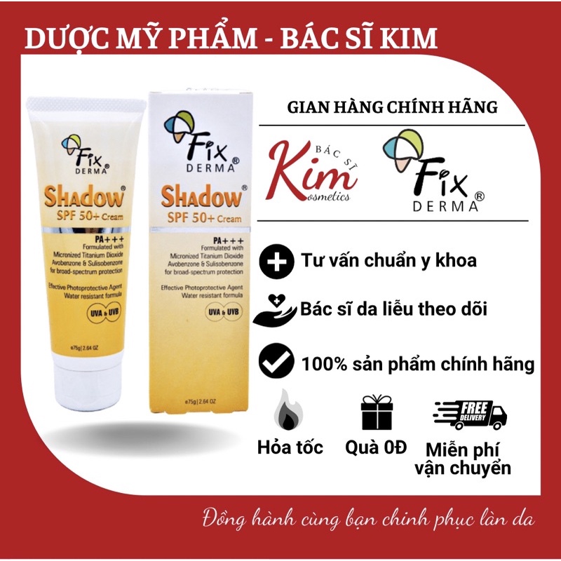 Kem Chống Nắng Mỏng Nhẹ Thấm Nhanh Fixderma Shadow SPF50+ Cream 75g