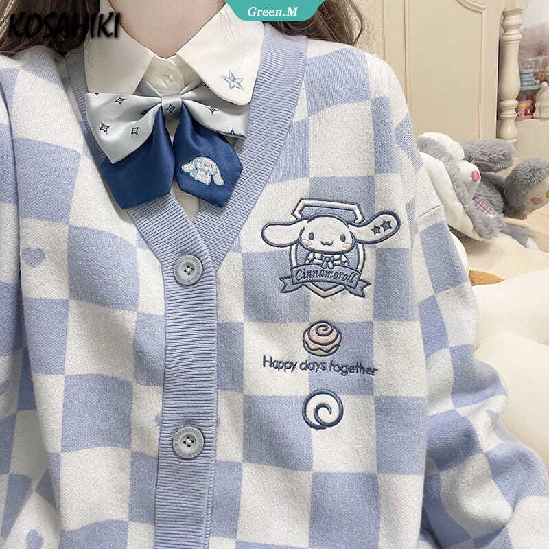 Áo sweater dệt kim dáng rộng họa tiết Kawaii Sanrio My Melody Kuromi Jk dành cho nữ