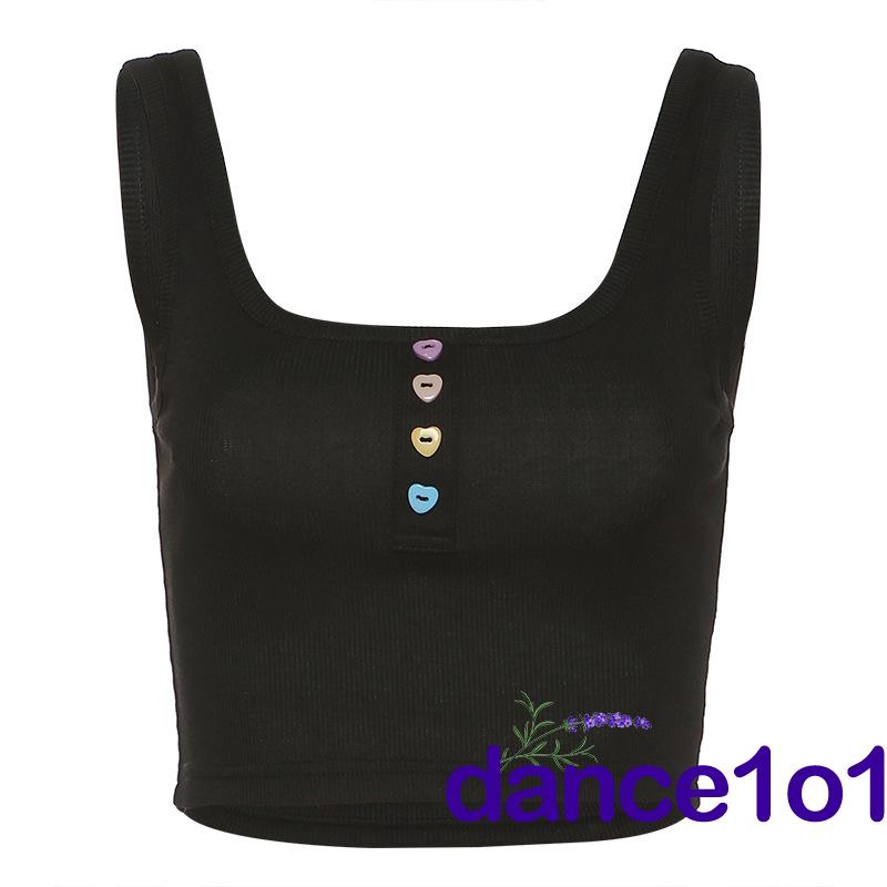 Áo Sát Nách Phối Nút Thiết Kế Đơn Giản Cho Nữ