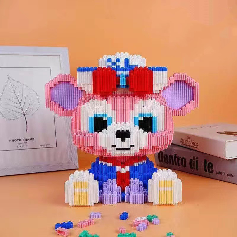 đồ chơi lắp ghép mô hình lego Gấu Bearbrick 35cm  3D cute Mèo hồng tặng kèm búa