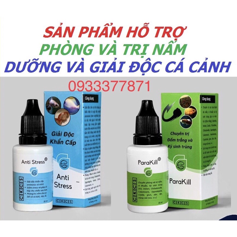 ParaKill & Anti Stress Dưỡng cá và phòng các loại nấm cho cá cảnh lọ 20 ML (Hàng Công Ty)