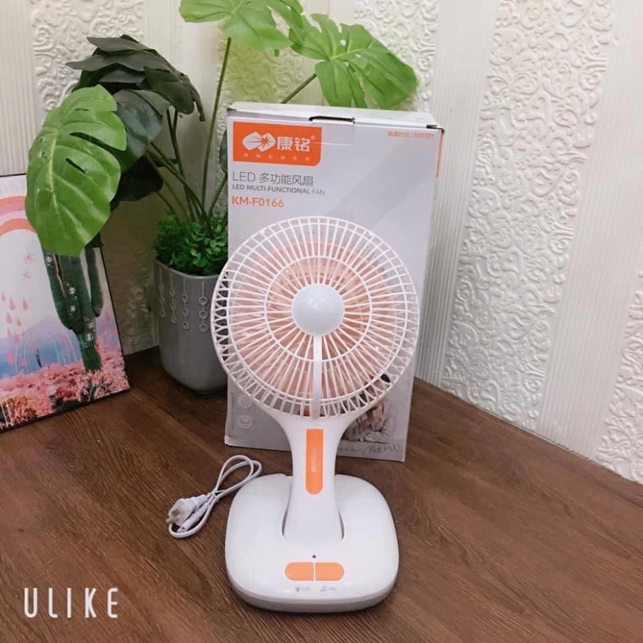 QUẠT SẠC KIÊM ĐÈN TÍCH ĐIỆN 2IN1 ÔNG TÂY MÃ KM-F0166