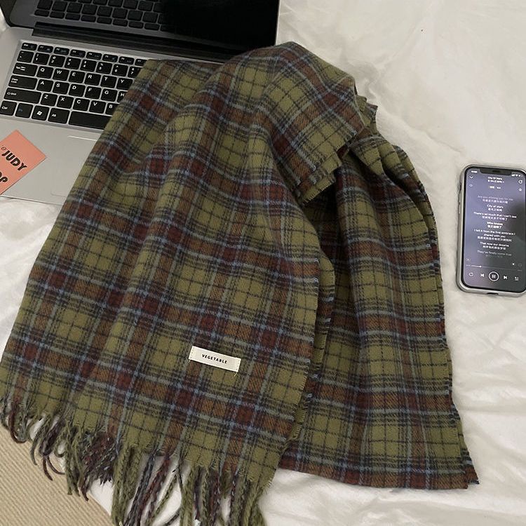 Khăn Choàng Cổ Họa Tiết Sọc Caro Phong Cách Vintage