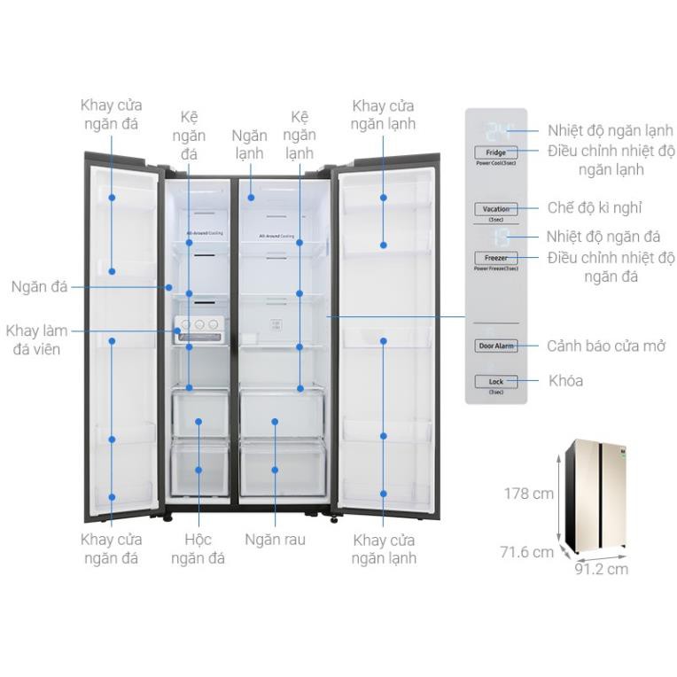 Tủ lạnh Samsung side by side RS62R50014G/SV