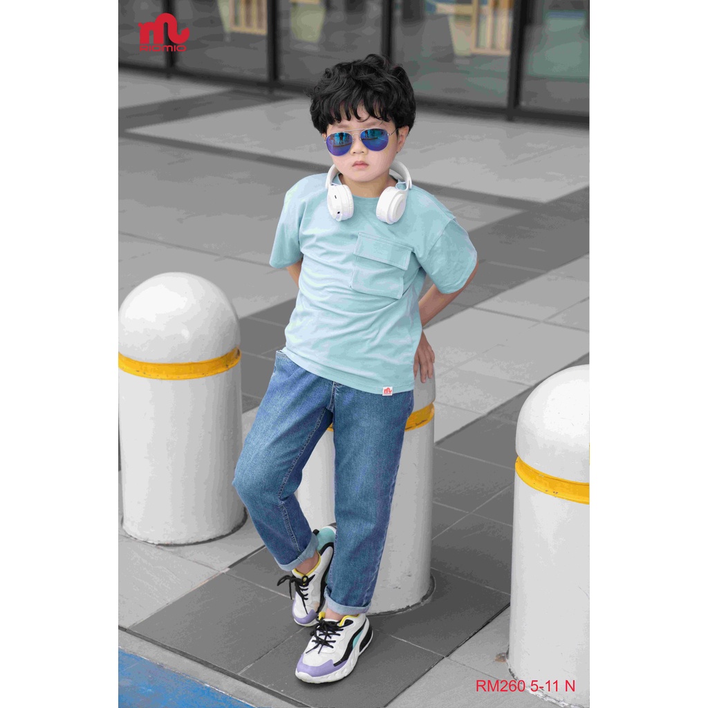 Quần jean cho bé trai 5-12 tuổi size 15-50kg RIOMIO ống bo gấu chất liệu cotton USA mềm mịn kèm quà tặng - RM260