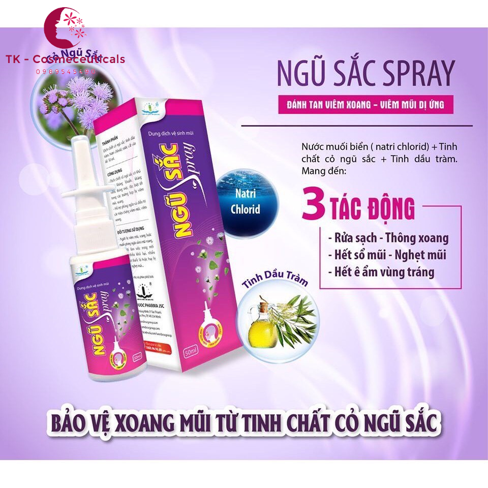Dung Dịch Vệ Sinh Mũi Ngũ Sắc Spray / Ngũ Sắc Đơn Hỗ Trợ Viem Xoang Viem Mũi Dị Ứng