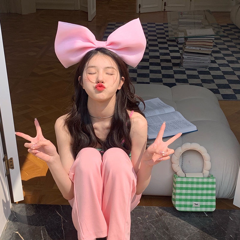 Băng Đô Vải Lưới Thắt Nơ Cỡ Lớn Độc Đáo Dùng Làm Đạo Cụ Chụp Ảnh Cho Nữ