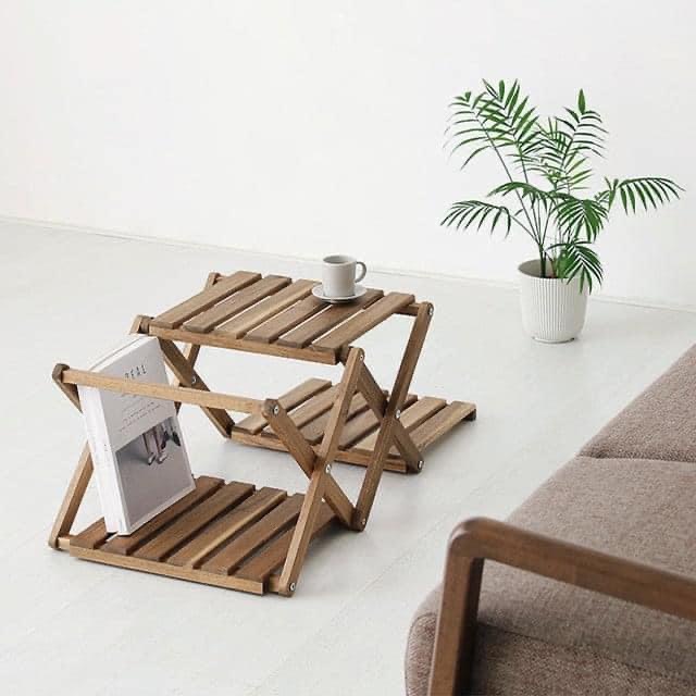 Kệ để đồ chữ X đa năng kệ sách gấp gọn gỗ keo nhập khẩu Bàn trà kết hợp kệ gỗ thông minh