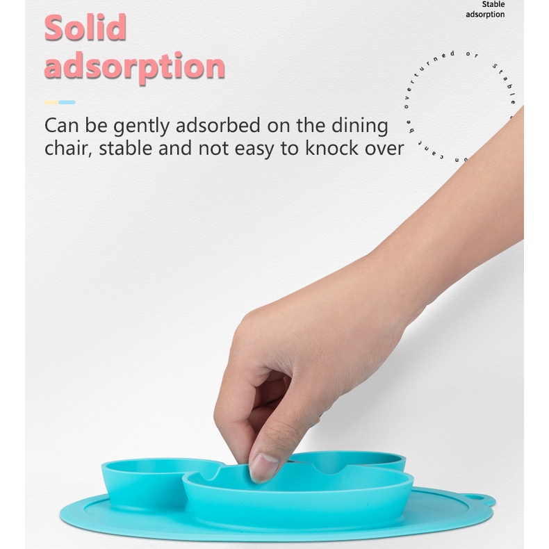 Bộ Đĩa Ăn Bằng Silicone Có Giác Hút Chống Trượt Cho Bé