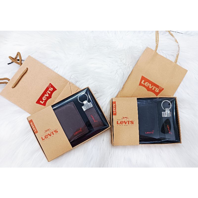 🐞THANH LÝ TỒN KHO SET VÍ LEVIS CHÍNH HÃNG DA THẬT-KÈM TÚI GIẤY