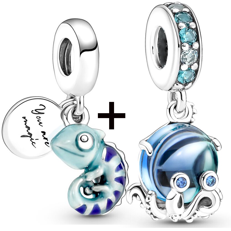 Bộ 2 Mặt Dây Chuyền Hình Rùa / Dâu / Trái Tim Màu Cầu Vồng Xinh Xắn DIY