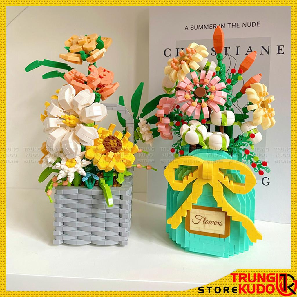 Mô Hình Hoa - Đồ chơi lắp ráp hoa ở trong chai làm quà tặng trang trí decor