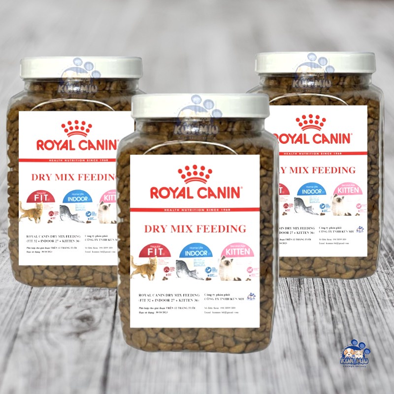 Thức ăn Pháp cao cấp Royal Canin dành cho mèo Mix(Kitten+Fit+Indoor) -Hộp 1kg