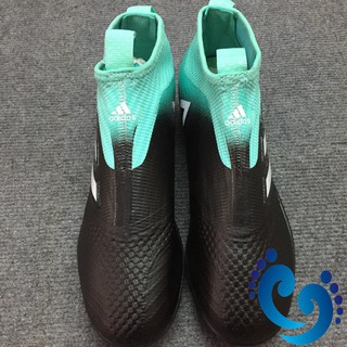 Giày đá bóng Ace17 không dây đen pha xanh nhân tạo