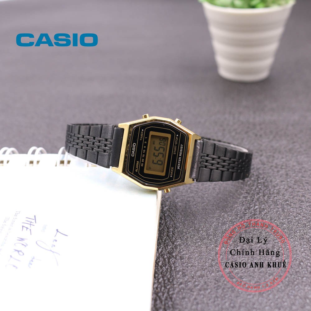 Đồng hồ điện tử nữ Casio LA690WGB-1DF dây kim loại