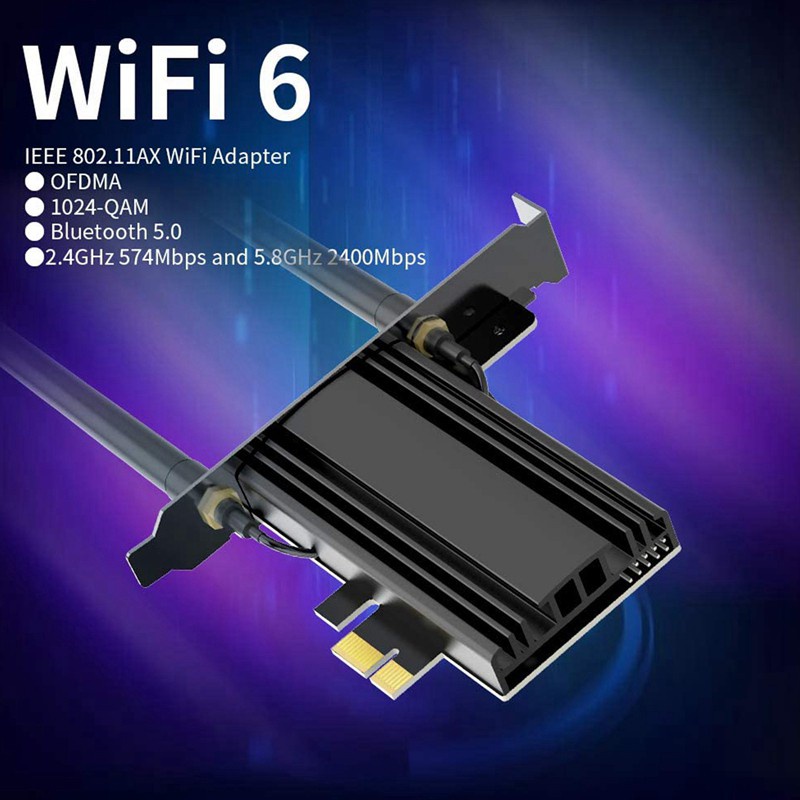 Thẻ Mạng Wifi 6 Card Max 3000mbps Bluetooth 5.0 Ax200 Chip 802.11ax 2.4g / 5.8g Pci