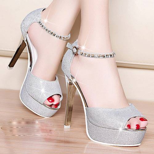 Giày cao gót / Sandal cao gót nhọn 9p phối quai đá Korea cực xinh