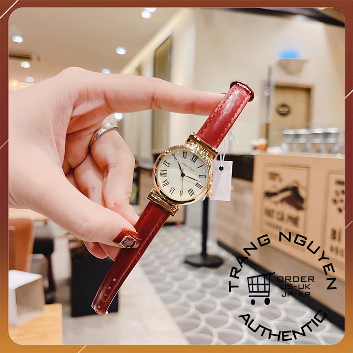 Đồng hồ nữ dây da mặt tròn đường kính 28mm đồng hồ đeo tay nữ chính hãng đẹp chống nước Anne Klein AK/2246CRRD