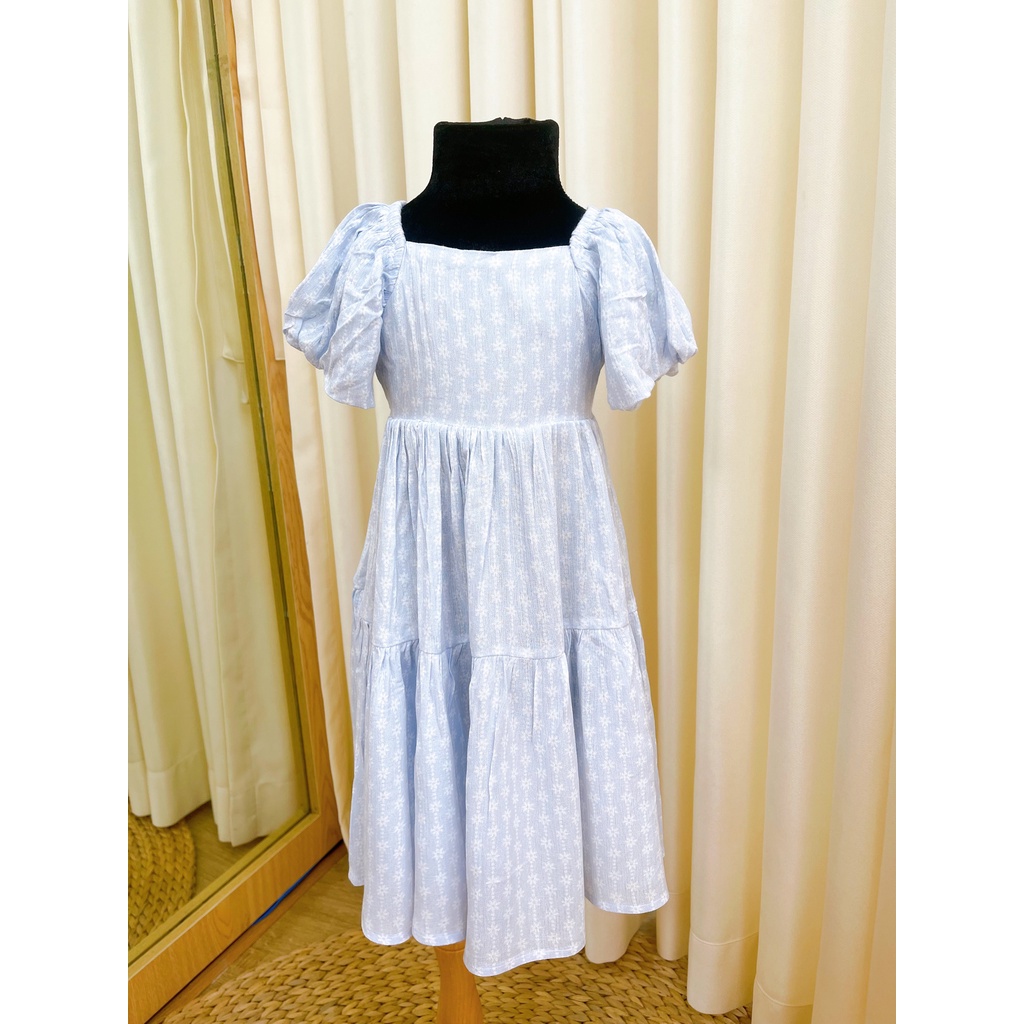 Đầm Tay Chuông Nơ Lưng Màu Trắng Họa Tiết Hoa Nhí Cam Cho Bé Gái 9kg-46kg SoraChan - M136, M137, M138, M139