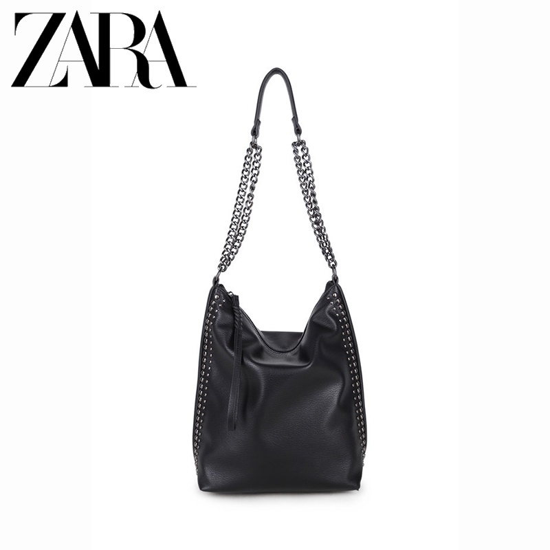 Zara Túi Xách Đeo Vai Cỡ Lớn Phối Dây Xích Thời Trang Cho Nữ
