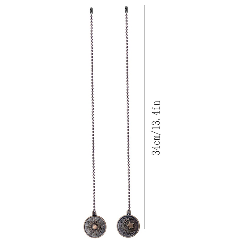 Set 2 Dây Kéo Quạt Trần Bằng Đồng Họa Tiết Mặt Trời Và Mặt Trăng