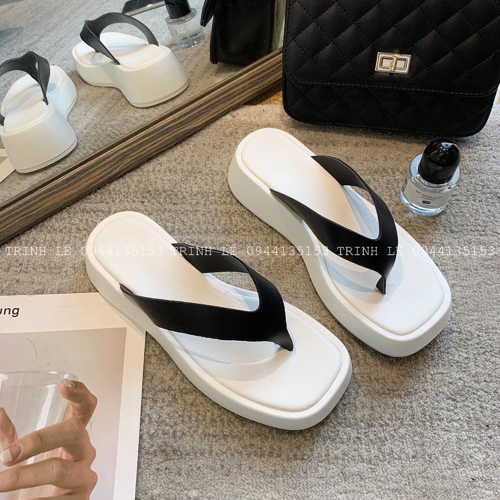 DÉP LÊ NỮ ĐẾ XUỒNG BÁNH MÌ CAO 5CM PHỐI NHIỀU MÀU HOT TREND TRINH LÊ SHOP GIÀY DÉP TL01