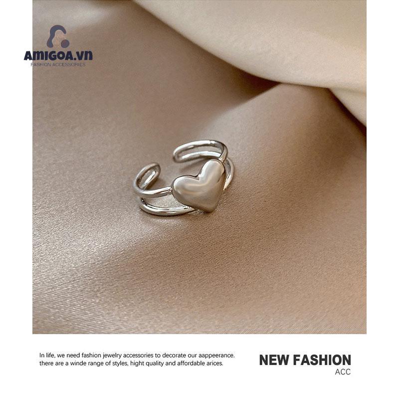 ✨✨Nhẫn Hở Bằng Kim Loại Hình Trái Tim Có Thể Điều Chỉnh Thời Trang Cho Nữ