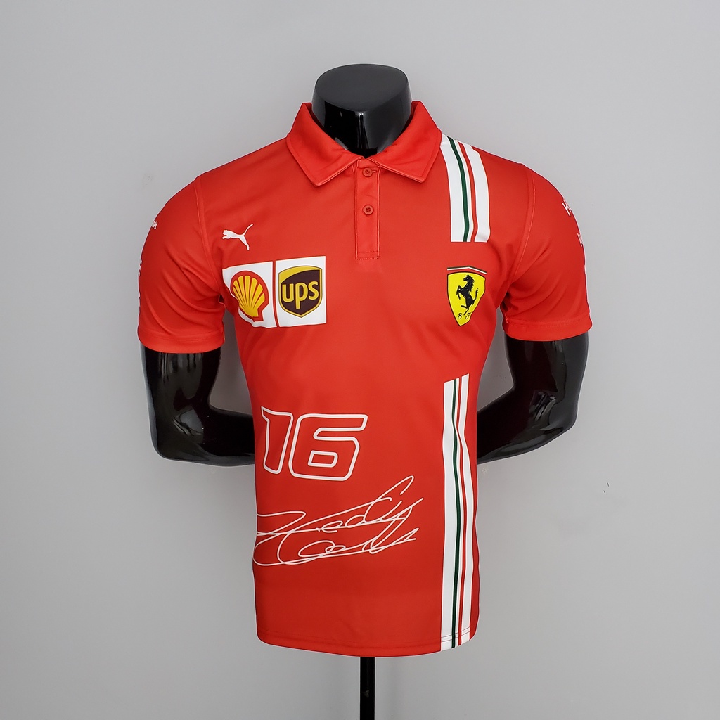 Áo Thun Polo F1 Polo Formula One Ferrari Red 2022 Mercedes Tay Ngắn Cho Nam