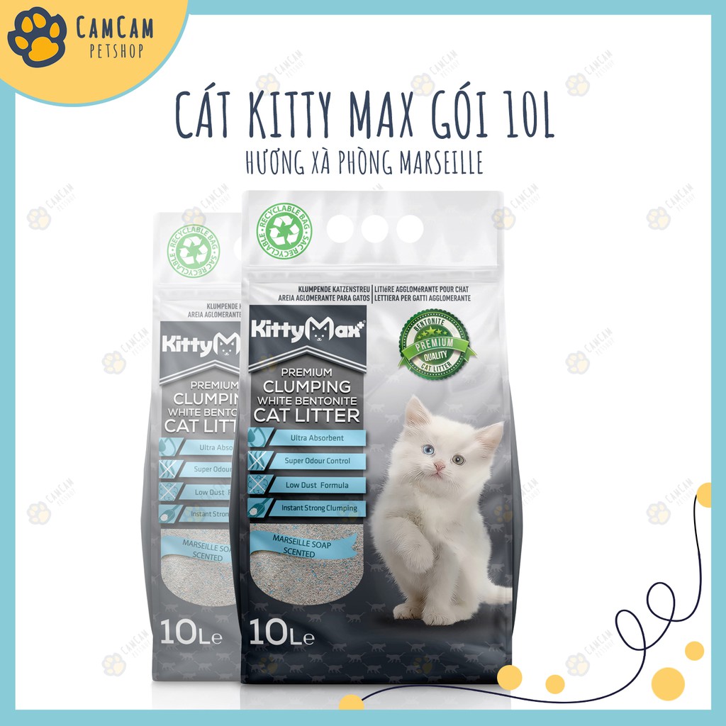Cát vệ sinh cho mèo Kitty Max Bao 10 lít - Cát vệ sinh đất sét cho mèo, cát vệ sinh vón cục và khử mùi tối ưu