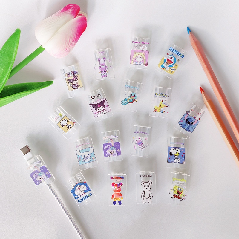 1 Phụ Kiện Bảo Vệ Dây Cáp Sạc Điện Thoại iPhone Android Bằng TPU Trong Suốt