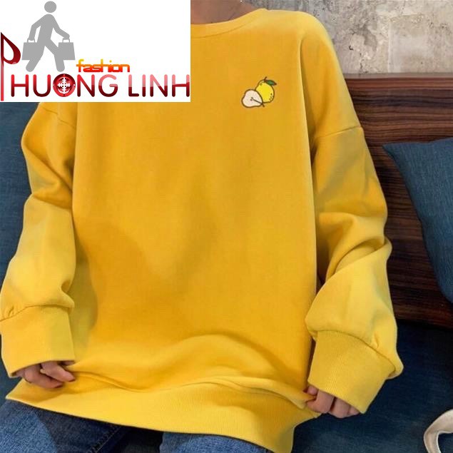 Áo nỉ cổ tròn sweater unisex thêu hình trái cây siêu hot - Trang phục thu đông - Áo nỉ mùa lạnh | BigBuy360 - bigbuy360.vn
