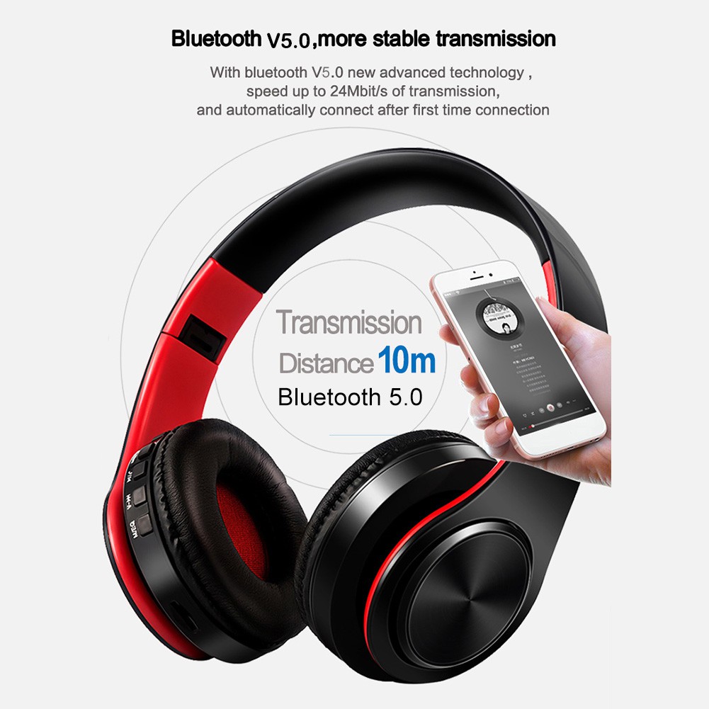 Tai Nghe Bluetooth 5.0 Âm Thanh Hifi Có Thể Gấp Gọn