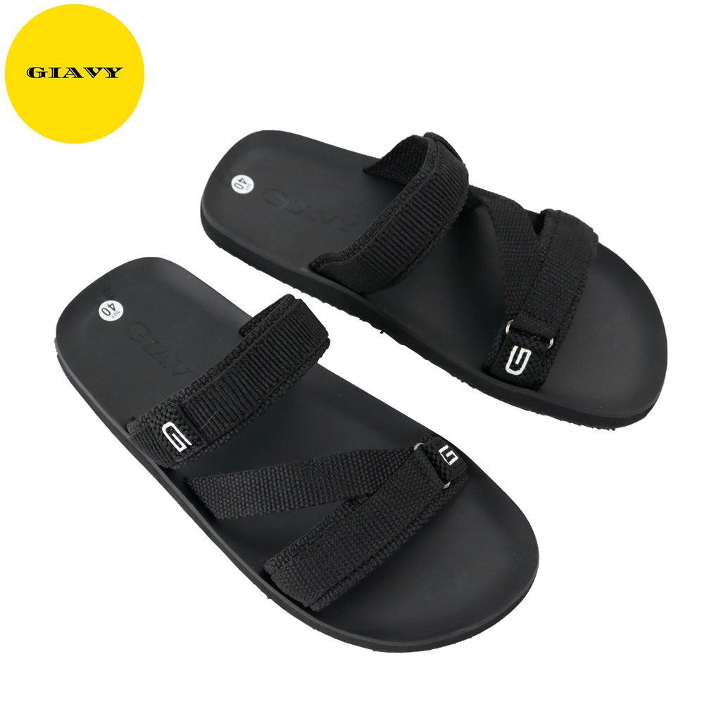 Dép Nam quai chéo vải bố, kiểu trơn đơn giản DTL377- GIAVY