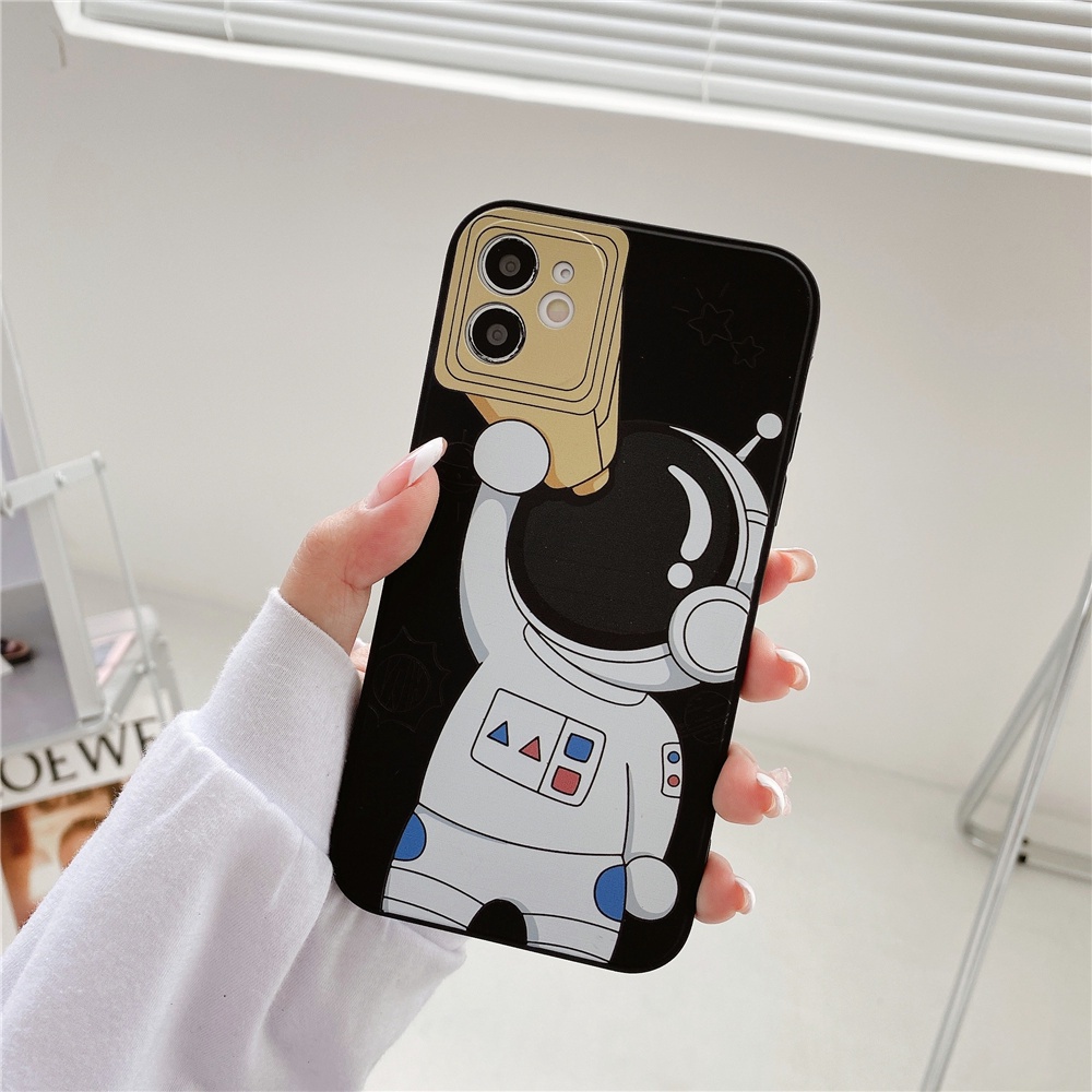 Ốp điện thoại silicon mềm in hình phi hành gia bảo vệ camera cho iPhone 13/12/11 Pro Max X Xr 6 7 8 Plus | BigBuy360 - bigbuy360.vn