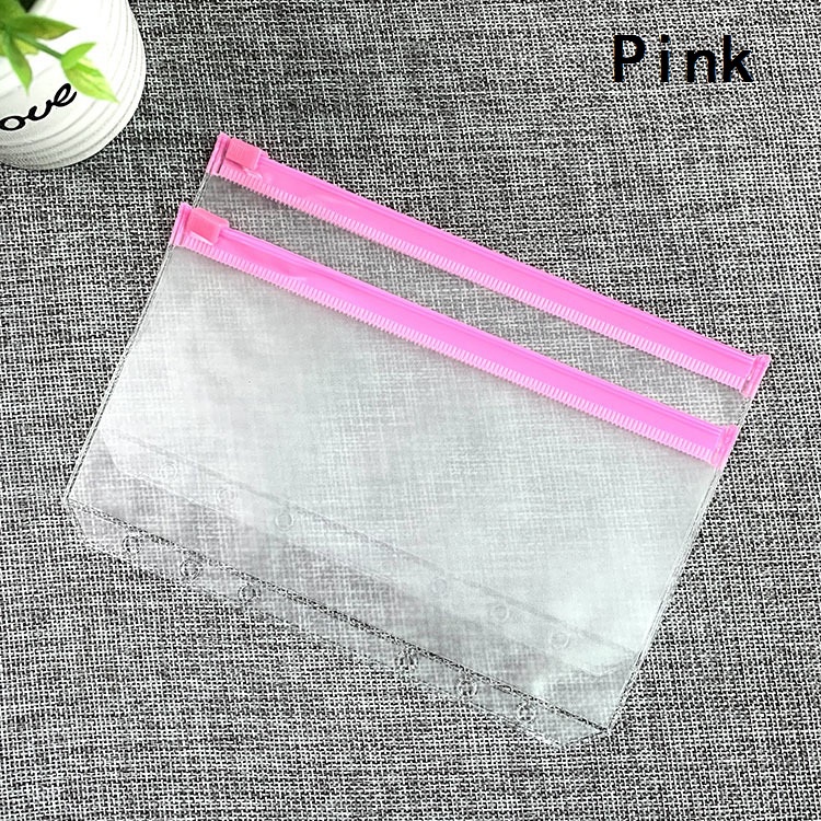 Ngăn đựng tài liệu 6 lỗ đóng gáy làm từ PVC có khóa kéo dùng làm sổ nhật ký