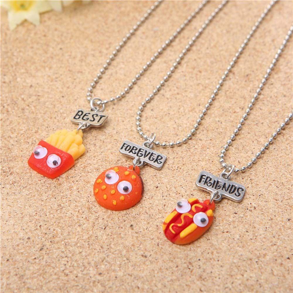 AROMA Vòng Cổ Chuỗi Hạt Kim Loại Mặt Bánh Quy Sữa Hamburger Bánh Hot Dog Quà Tặng Cho Nam