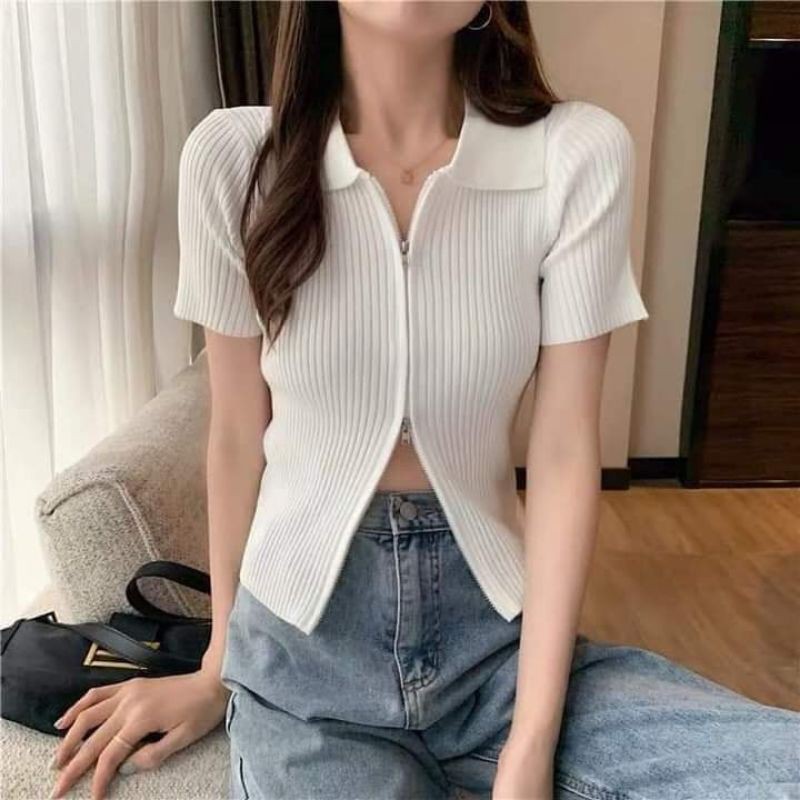 [SIÊU SALE] Áo Crotop Khóa Kéo Kiểu Tay Ngắn Siêu Hot( kèm ảnh thật)