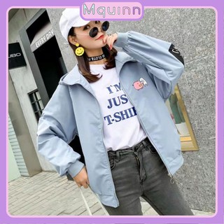 Áo khoác dù 2 lớp Nam Nữ cao cấp in chữ phối hình chú Heo dễ thương - HOT NHẤT 2021