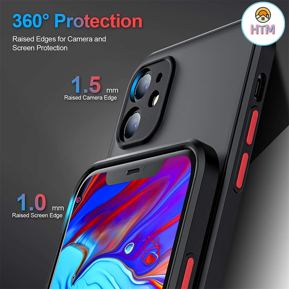 Ốp Điện Thoại Cạnh Vuông Siêu Mỏng Bề Mặt Nhám Bảo Vệ Camera Cho iPhone 13 12 11 Pro Max XS Max XR X