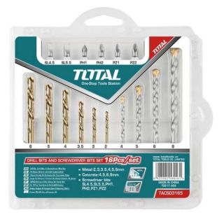 Bộ 16 mũi khoan sắt thép , bê tông và mũi bắt vít TACSD3165