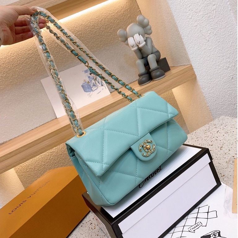 Túi Xách Denim &amp; Kim Loại Vàng 25 * 17 CM