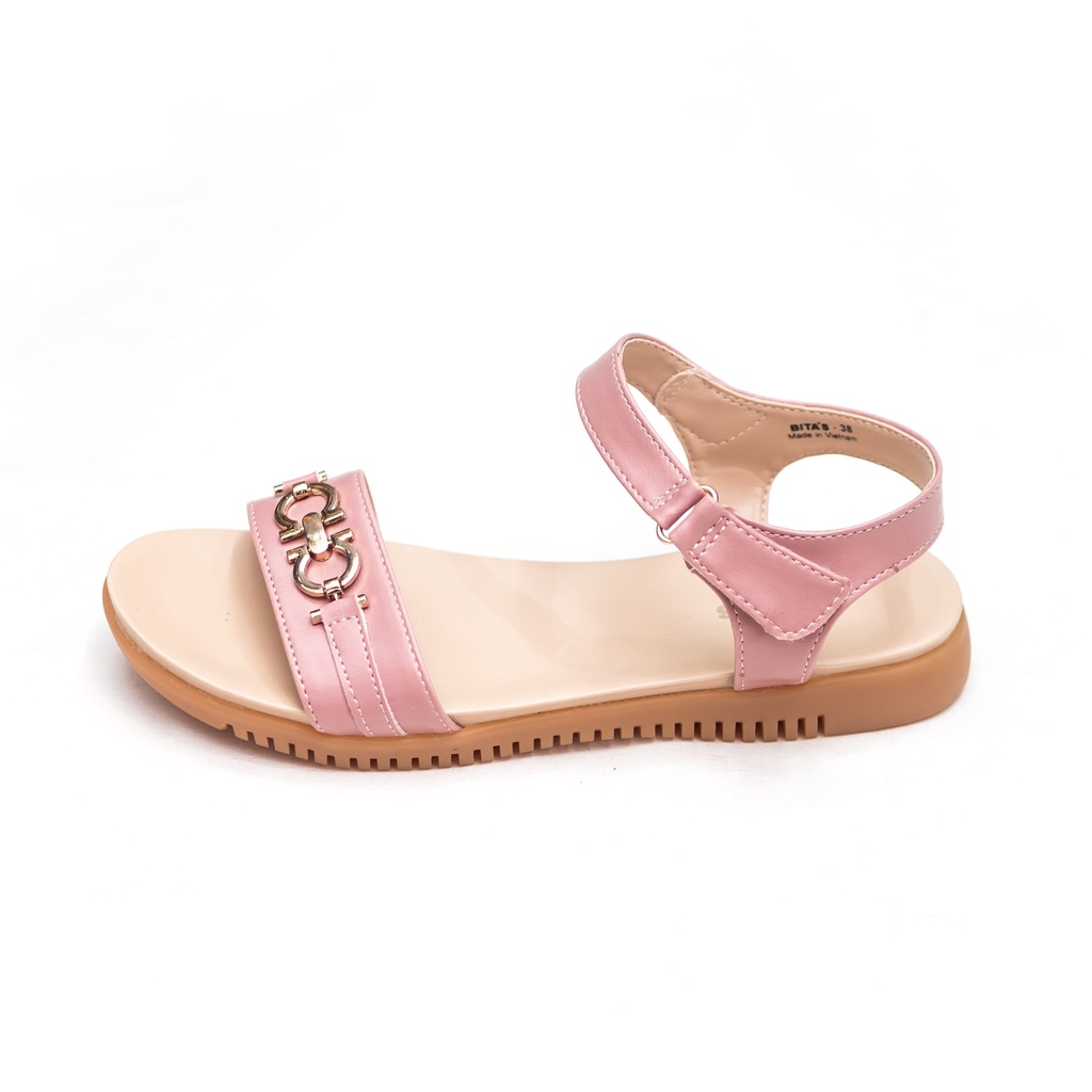 GIÀY SANDAL QUAI HẬU ĐẾ BẰNG QUAI NGANG NỮ BITA'S SYN.257 (ĐEN + HỒNG) - BITAS