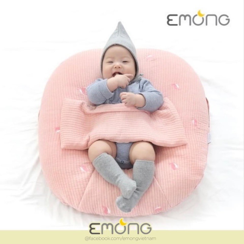 Gối chống trào ngược Emong Hàn Quốc - Vải cotton thêu cao cấp