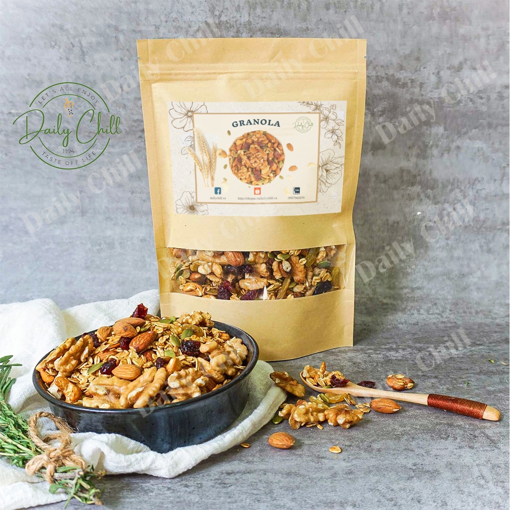 Granola Ăn Kiêng , Hạt Dinh Dưỡng Thêm Hạnh Nhân, Óc Chó ,Macca Daily Foods