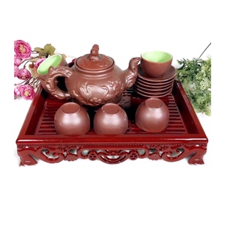Khay trà minh hải nhựa giả gỗ đựng ấm chén