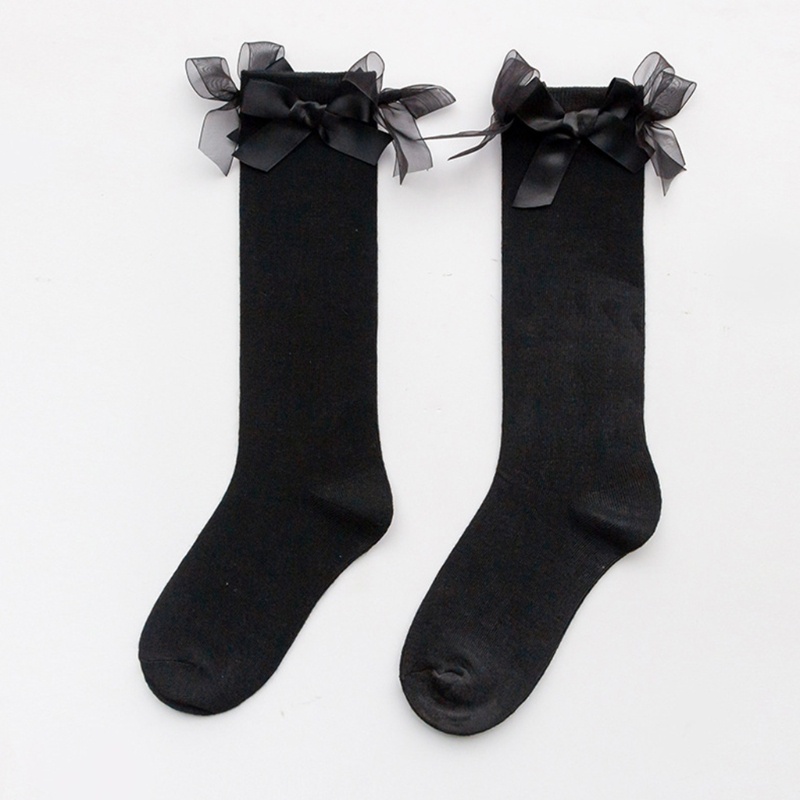 Set 8 Đôi Vớ Dài Trung Bình Vải Satin Đính Nơ Ruy Băng Màu Trắng Đen Phong Cách Lolita Nhật Bản Cho Học Sinh