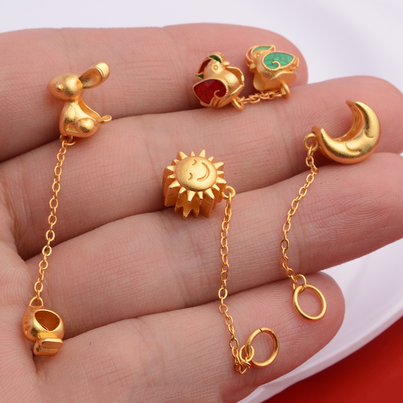 [Hàng Có Sẵn Giao Hàng Ngay Lập Phương] Vòng Tay Chuỗi Hạt Tua Rua Mặt Trời Mặt Trăng Gấu Voi Mặt Trời Không Gây Dị Ứng Phụ Kiện Trang Sức Chống Trượt Cao Cấp diy