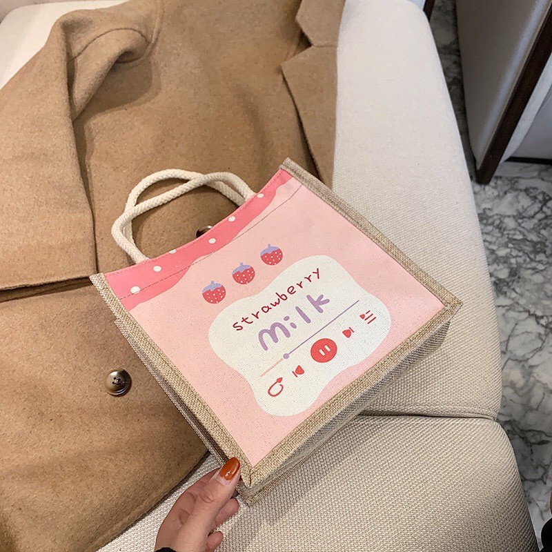 Túi Cói In Hình Phong Cách Vintage | BigBuy360 - bigbuy360.vn